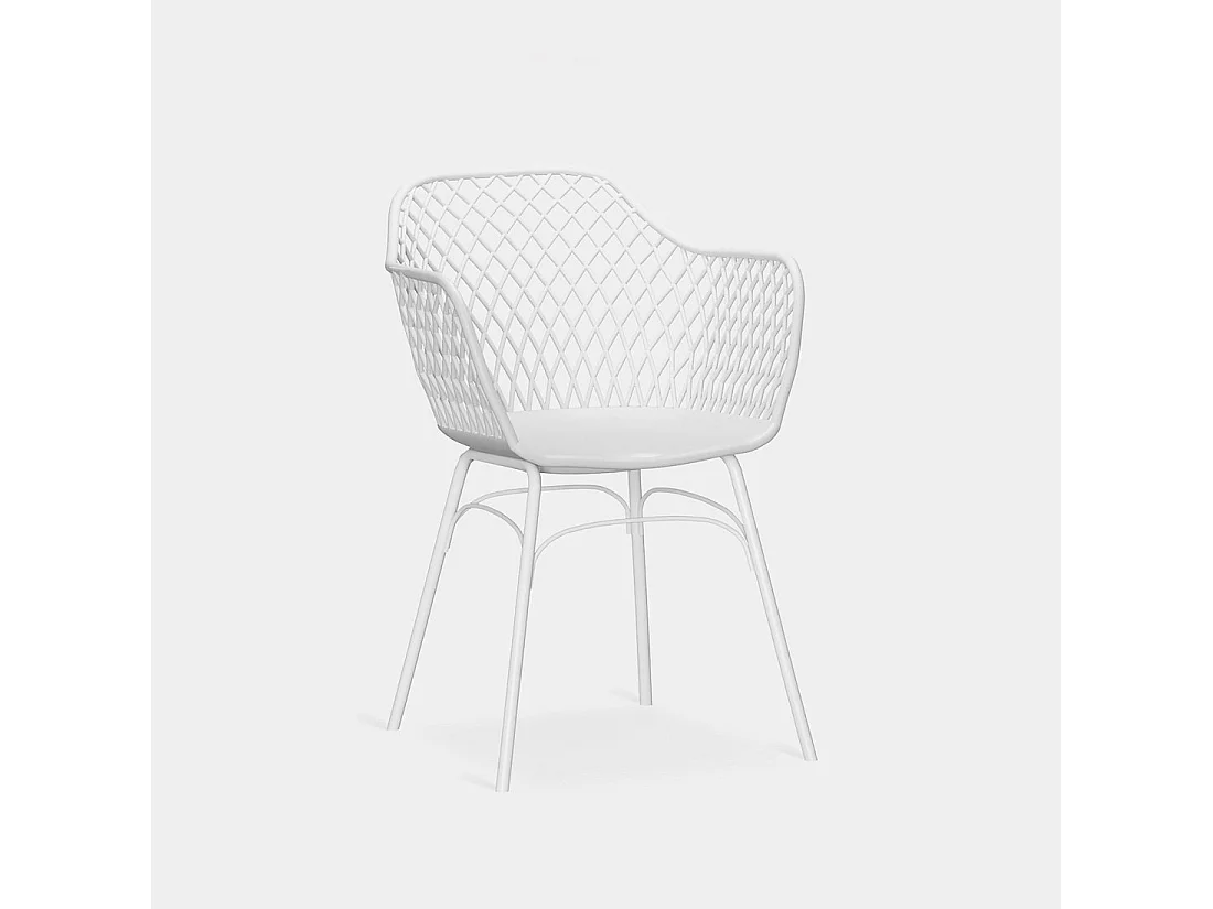 Chaise d'extérieur en plastique blanc 59x72 cm-Stal