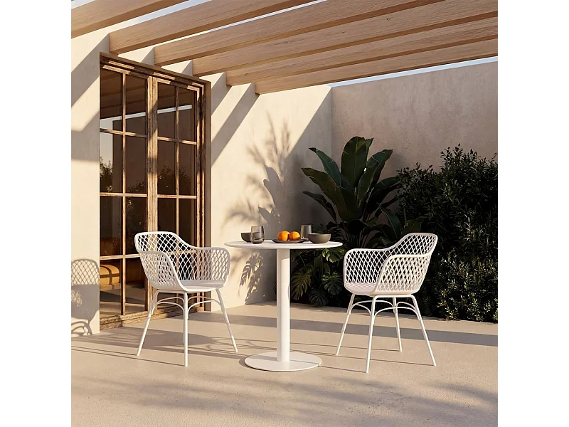 Chaise d'extérieur en plastique blanc 59x72 cm-Stal