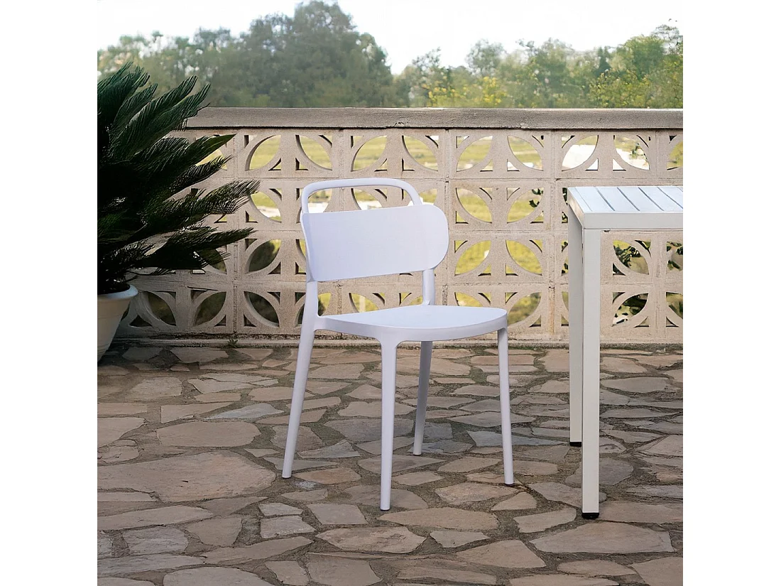 Chaise d'extérieur en plastique blanc 47x78 cm-Edda