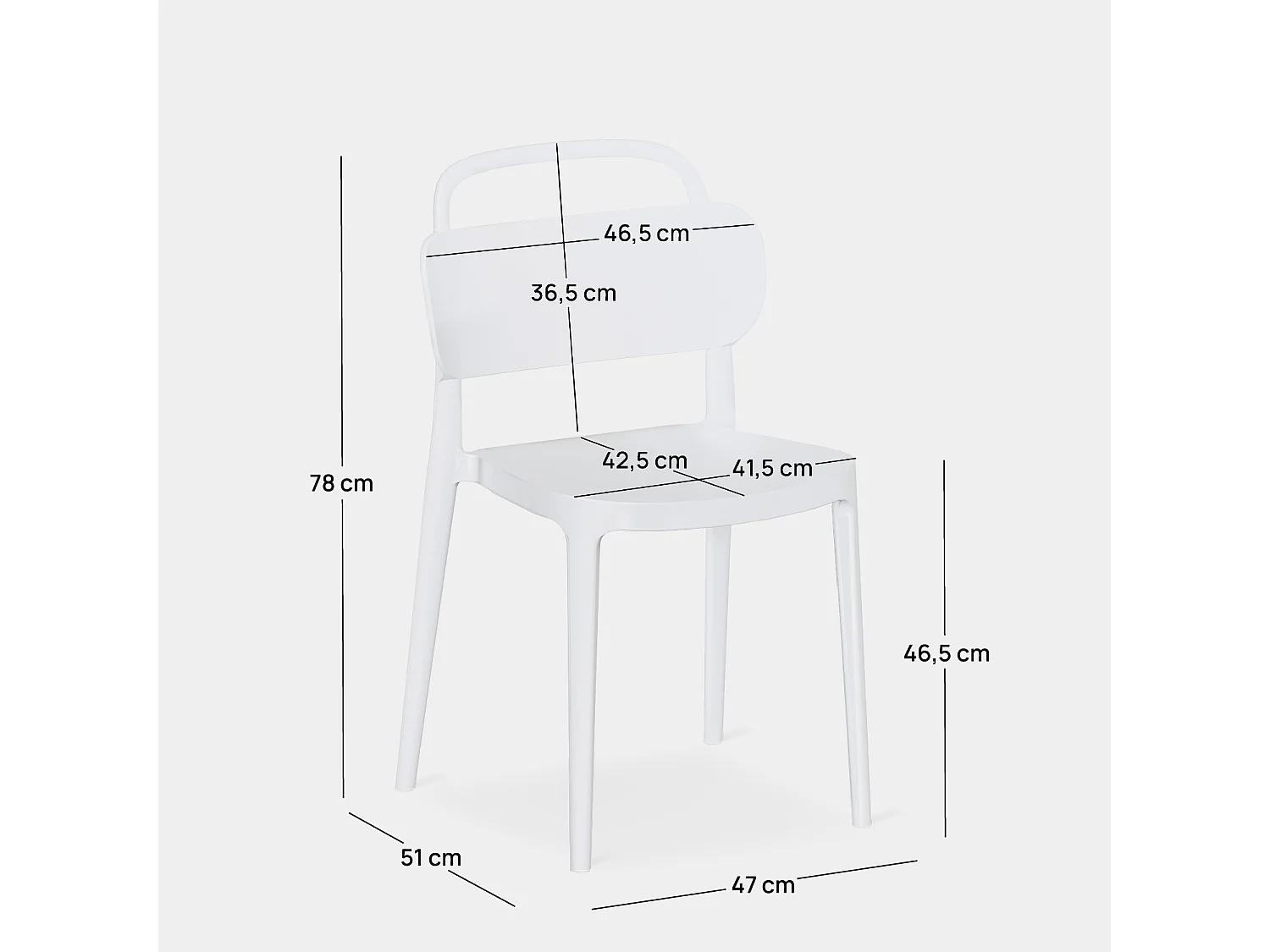 Chaise d'extérieur en plastique blanc 47x78 cm-Edda