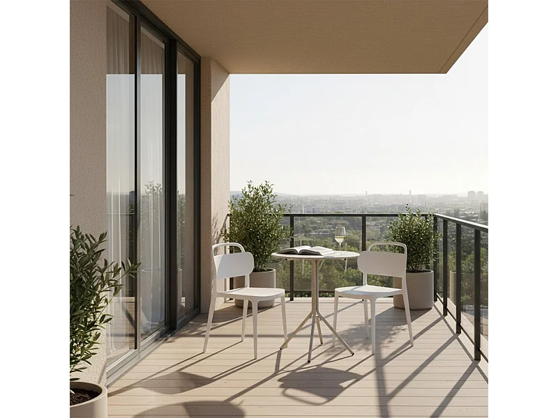 Chaise d'extérieur en plastique blanc 47x78 cm-Edda