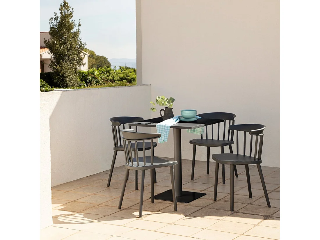 Chaise d'extérieur en plastique gris anthracite 48x75 cm-Mirka