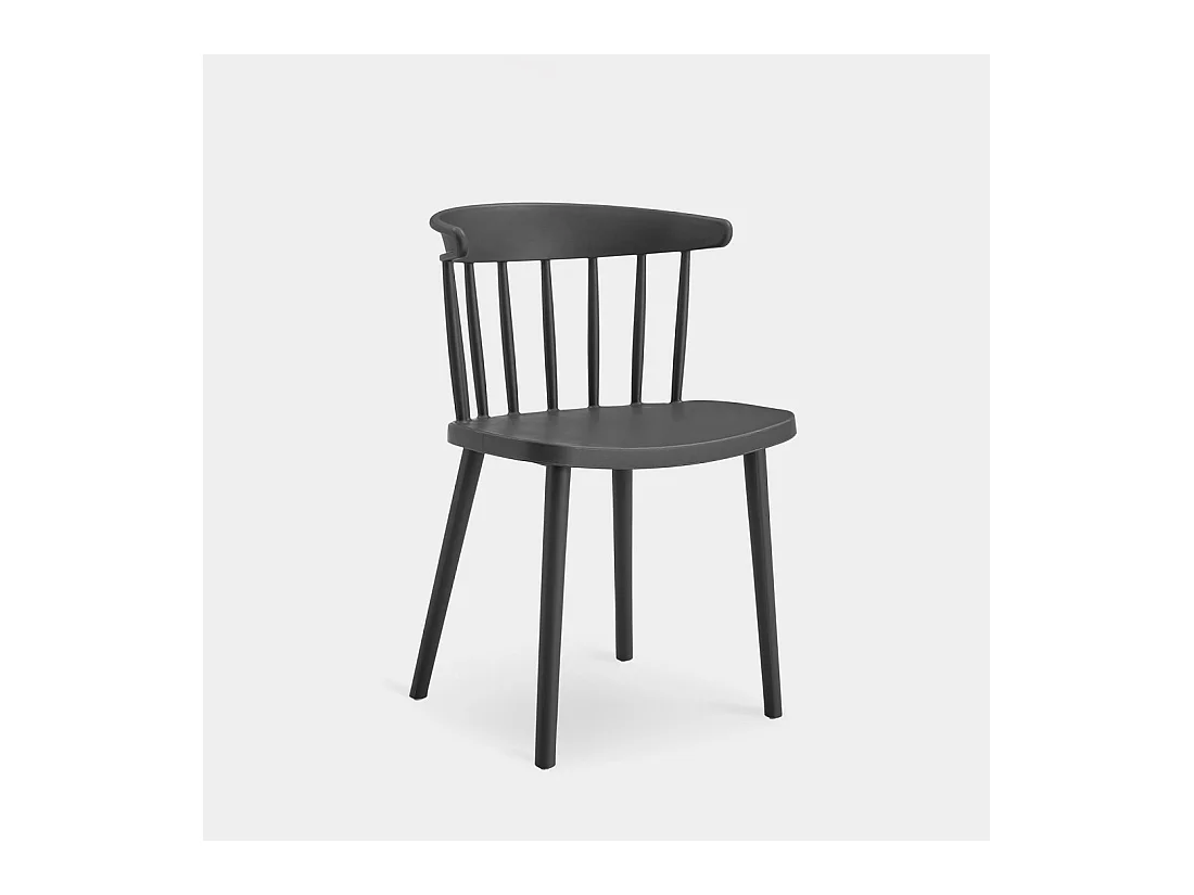 Chaise d'extérieur en plastique gris anthracite 48x75 cm-Mirka