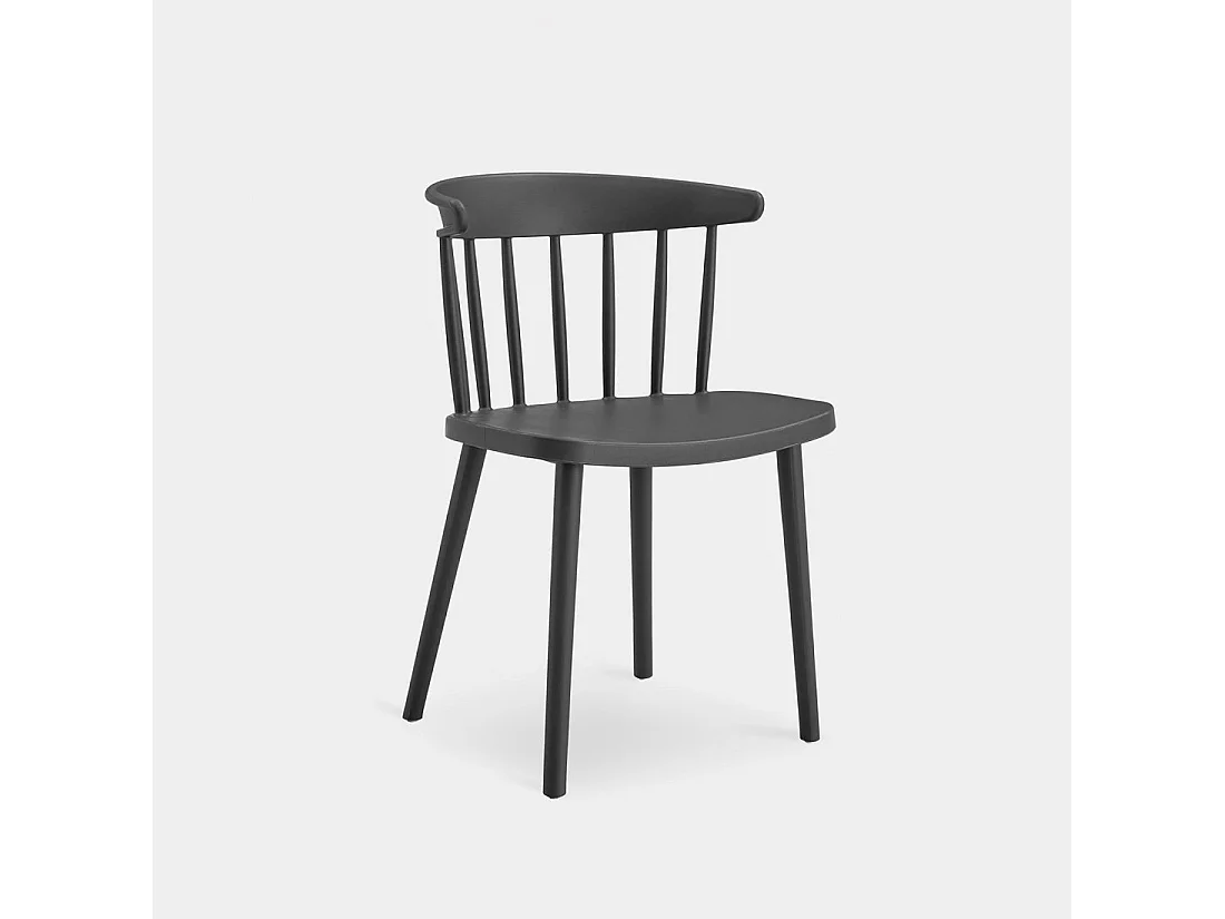 Chaise d'extérieur en plastique gris anthracite 48x75 cm-Mirka