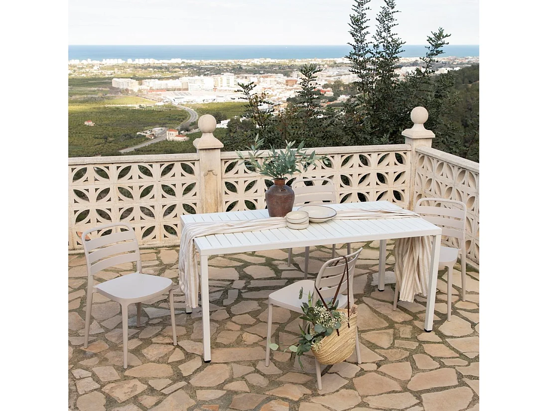 Chaise d'extérieur en plastique beige 42x80 cm-Zira