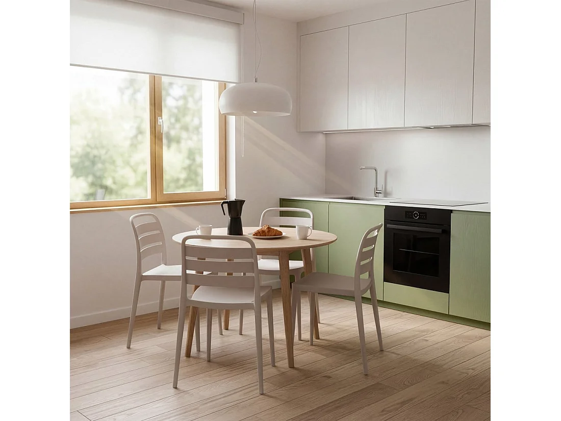 Chaise de cuisine en plastique beige 42x80 cm-Zira