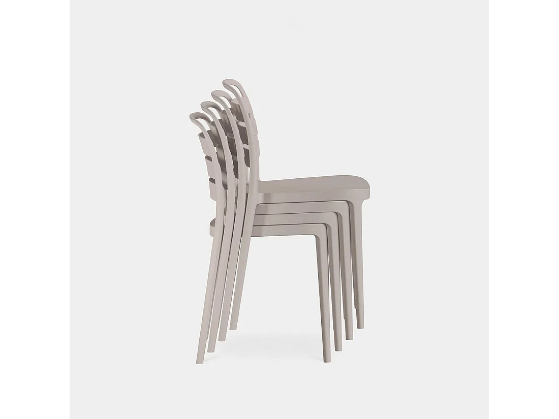 Chaise de cuisine en plastique beige 42x80 cm-Zira
