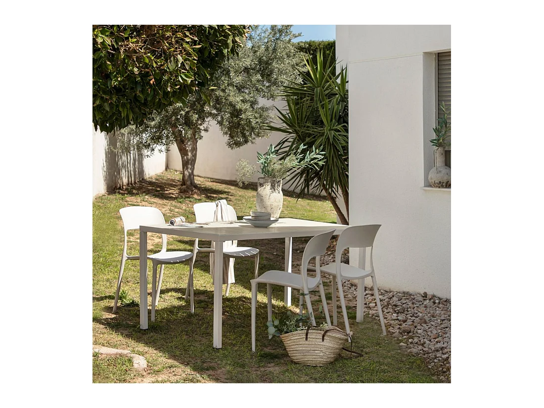 Chaise d'extérieur en plastique beige 46x83 cm-Klint