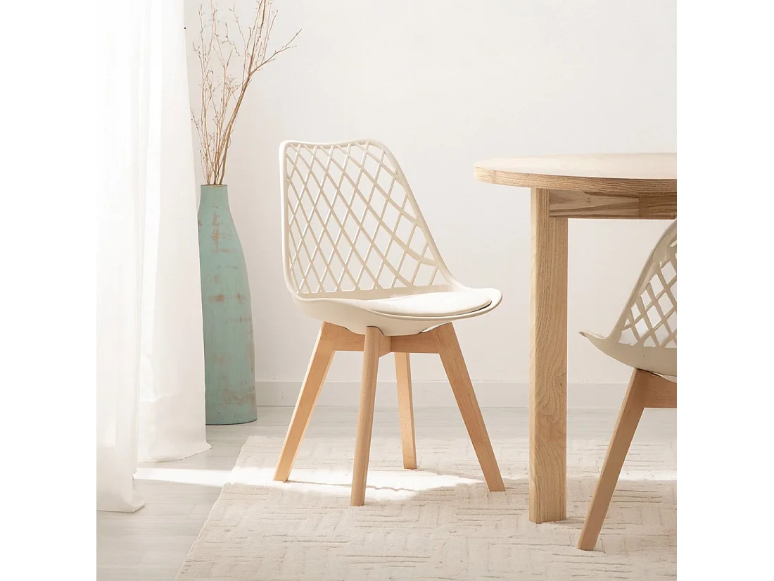 Chaise d'extérieur en plastique beige 47x81 cm-Ayla