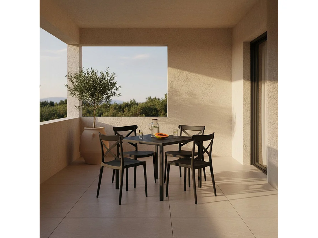 Chaise d'extérieur en plastique gris anthracite 48x81 cm-Birk