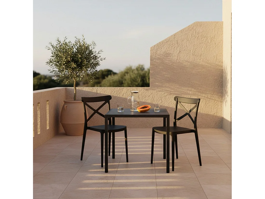 Chaise d'extérieur en plastique gris anthracite 48x81 cm-Birk