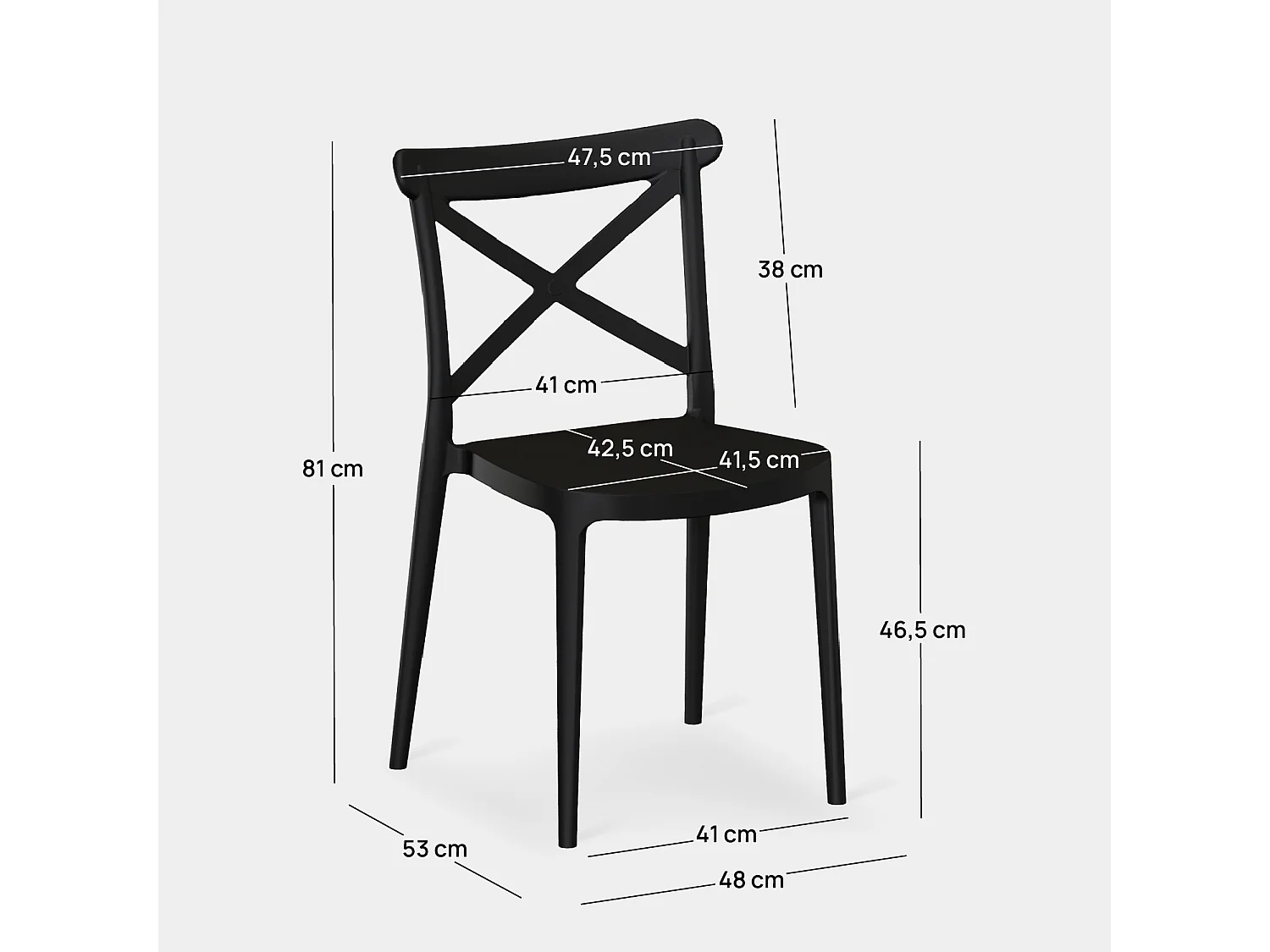 Chaise d'extérieur en plastique gris anthracite 48x81 cm-Birk