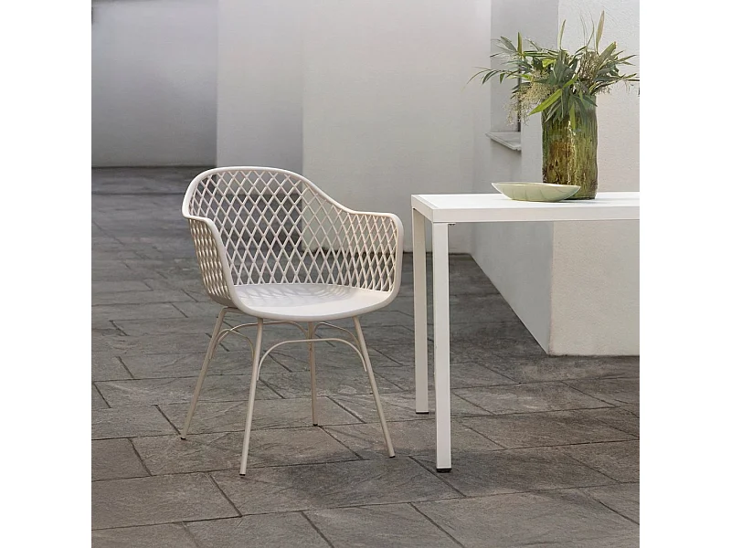 Chaise d'extérieur en plastique beige 59x72 cm-Stal