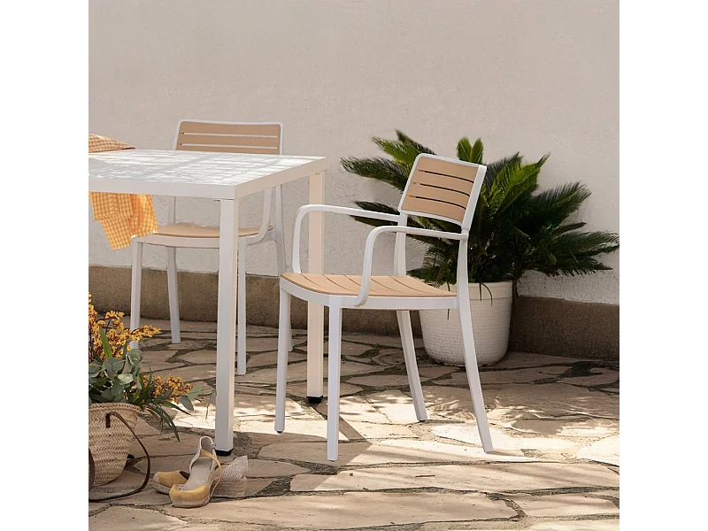 Silla de exterior de Plástico Blanco 80 x 54- Hilda