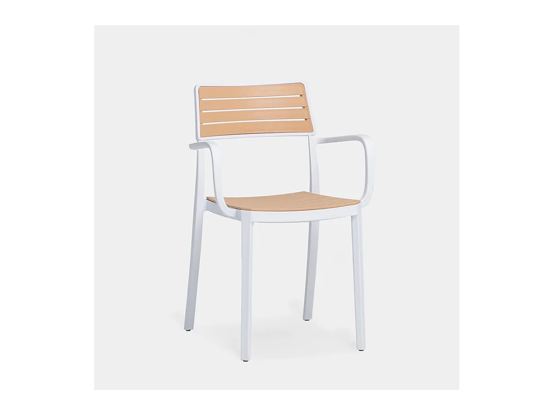 Chaise d'extérieur en plastique blanco-natural 54x80 cm-Hilda
