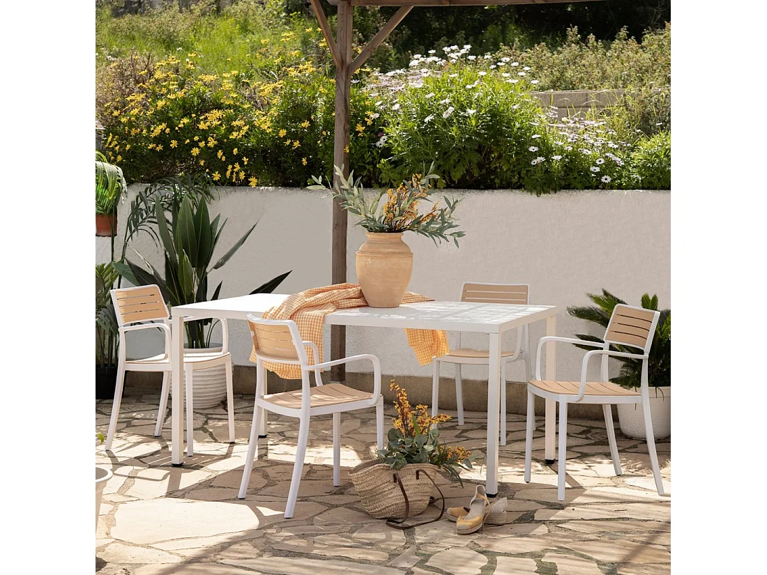 Chaise d'extérieur en plastique blanco-natural 54x80 cm-Hilda