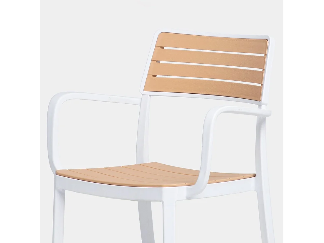 Chaise d'extérieur en plastique blanco-natural 54x80 cm-Hilda