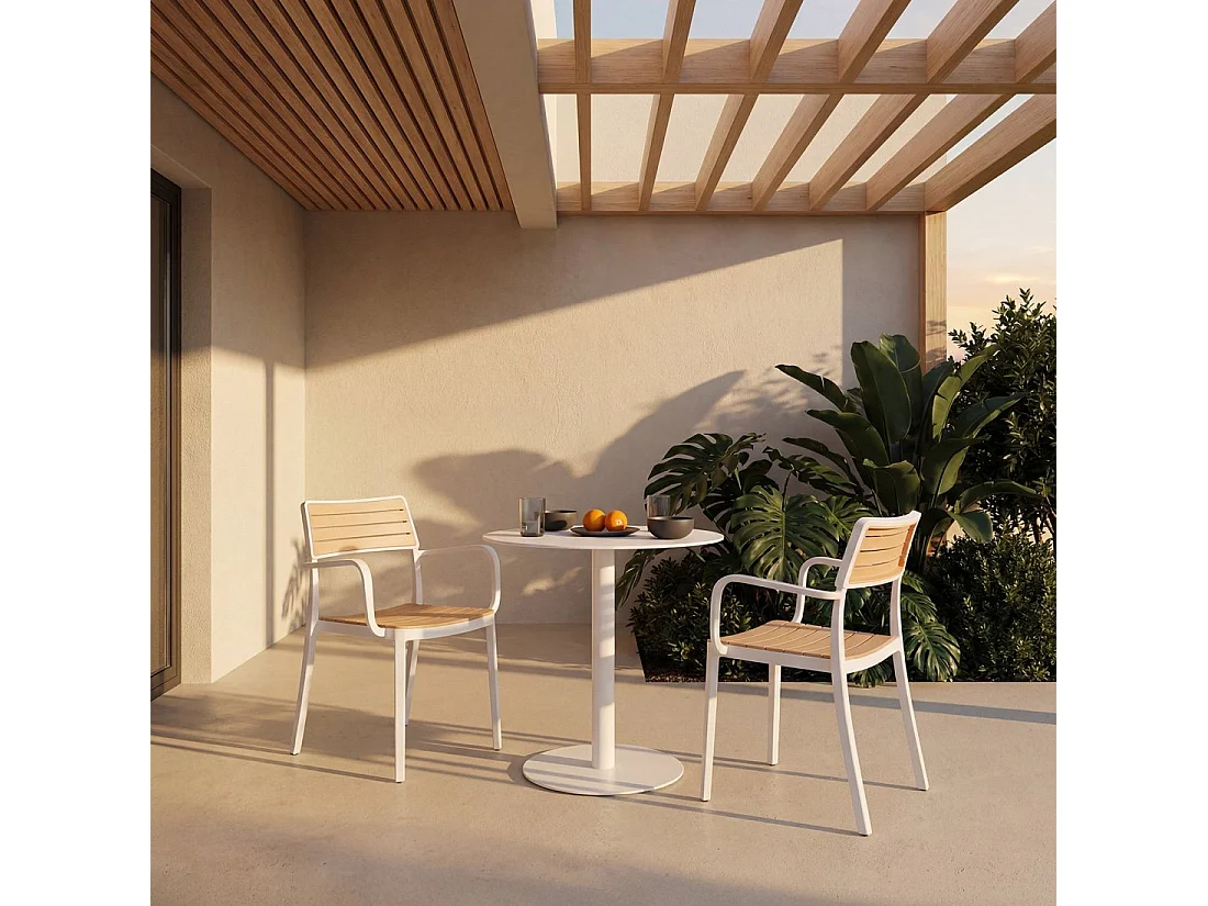 Chaise d'extérieur en plastique blanco-natural 54x80 cm-Hilda