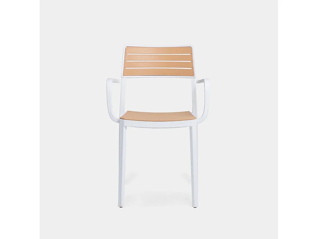 Chaise d'extérieur en plastique blanco-natural 54x80 cm-Hilda