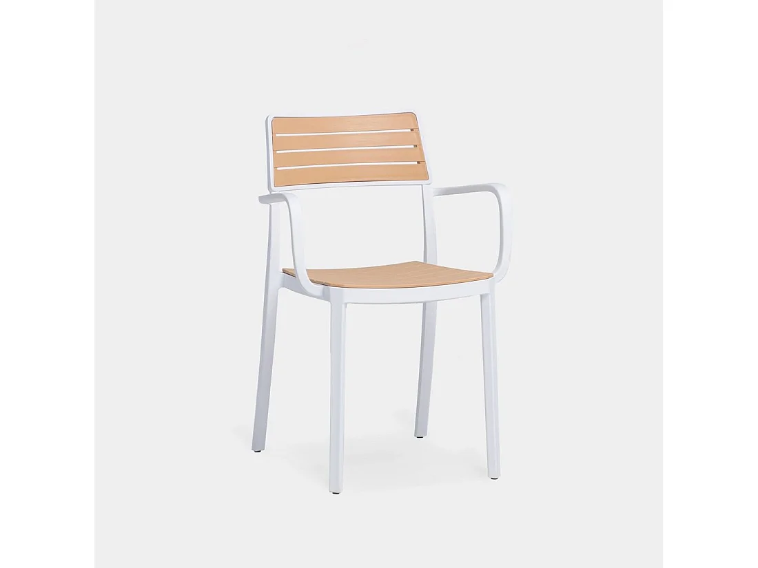 Chaise d'extérieur en plastique blanc naturel 54x80 cm-Hilda