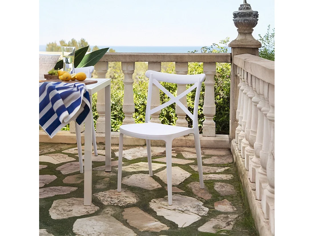 Silla de exterior de Plástico Blanco 81 x 48- Birk