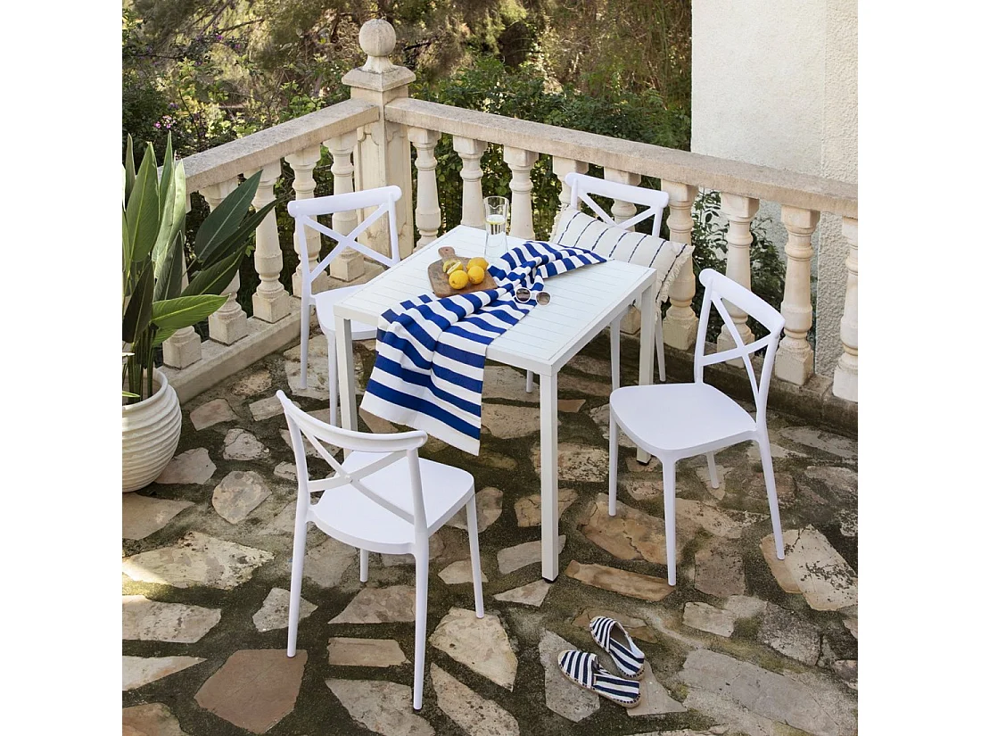 Chaise d'extérieur en plastique blanc 48x81 cm-Birk