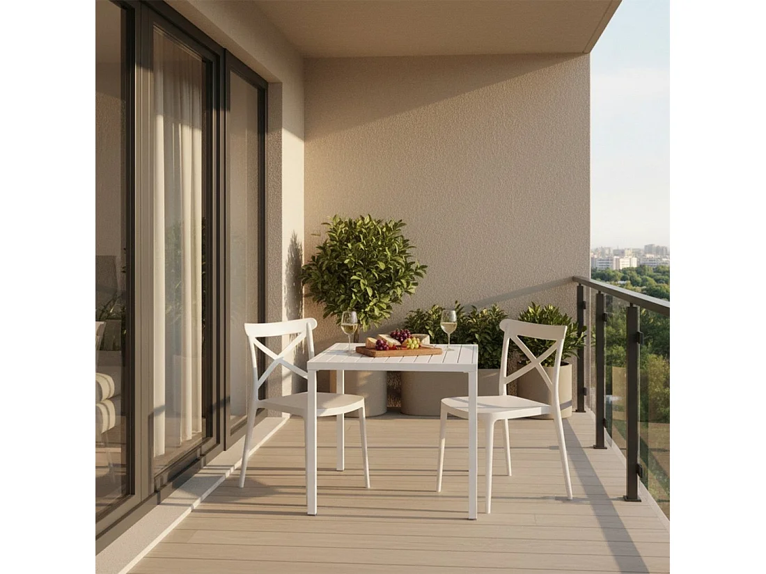 Chaise d'extérieur en plastique blanc 48x81 cm-Birk