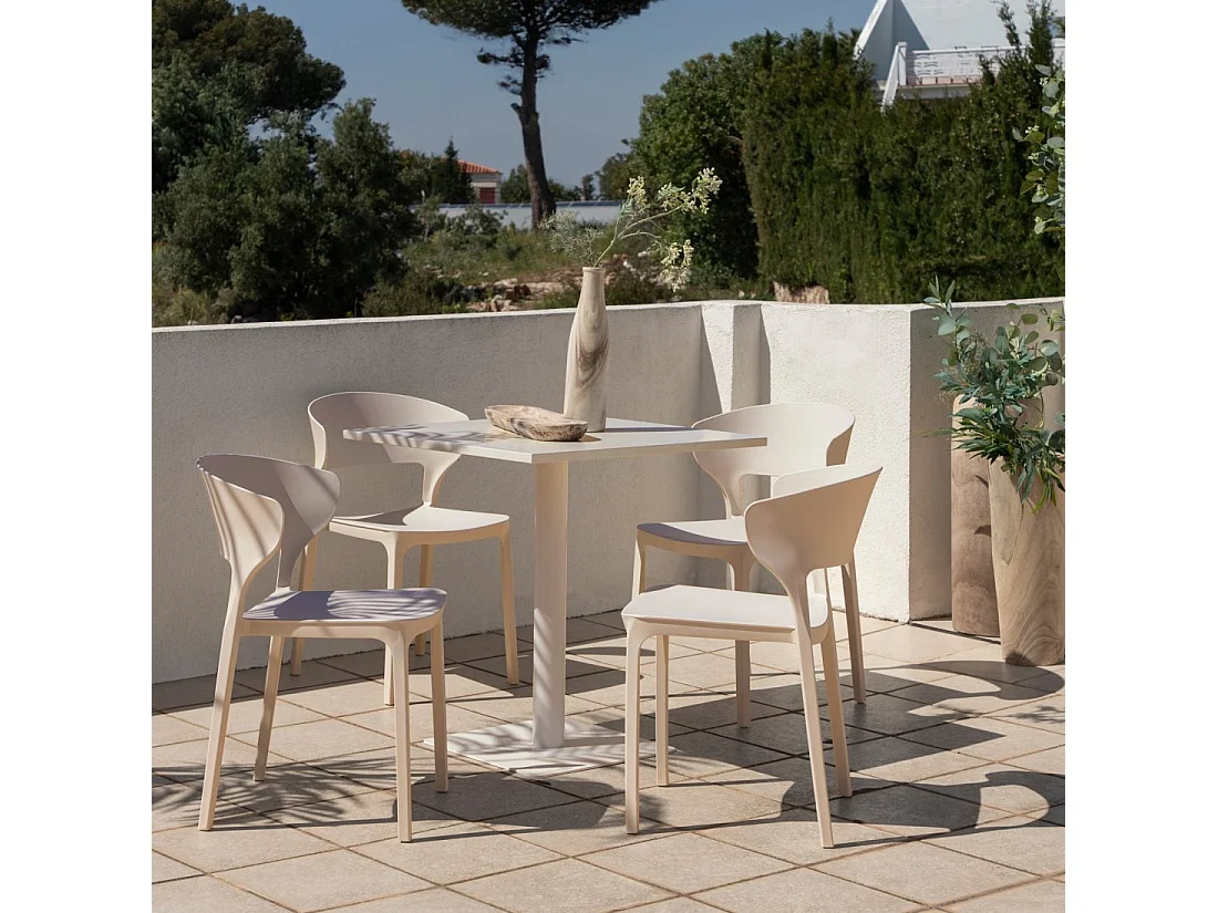 Chaise d'extérieur en plastique beige 48x76 cm-Serin