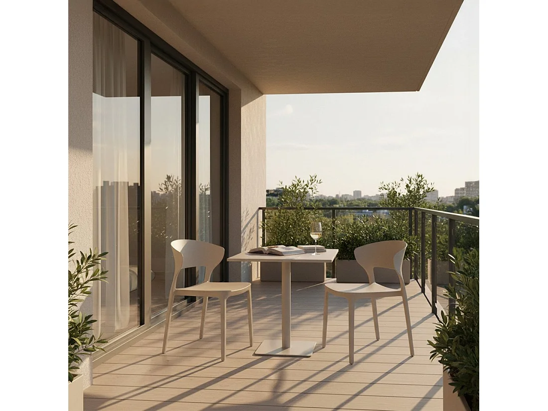 Silla de exterior de Plástico Beige 76 x 48- Serin