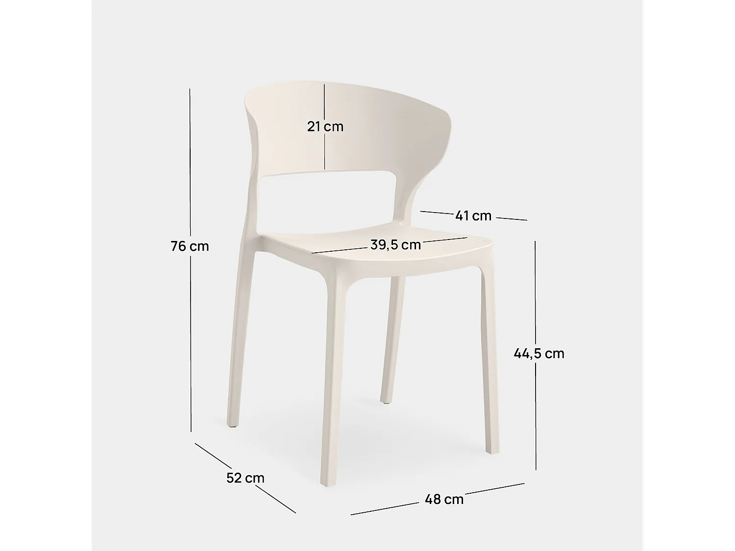 Chaise d'extérieur en plastique beige 48x76 cm-Serin