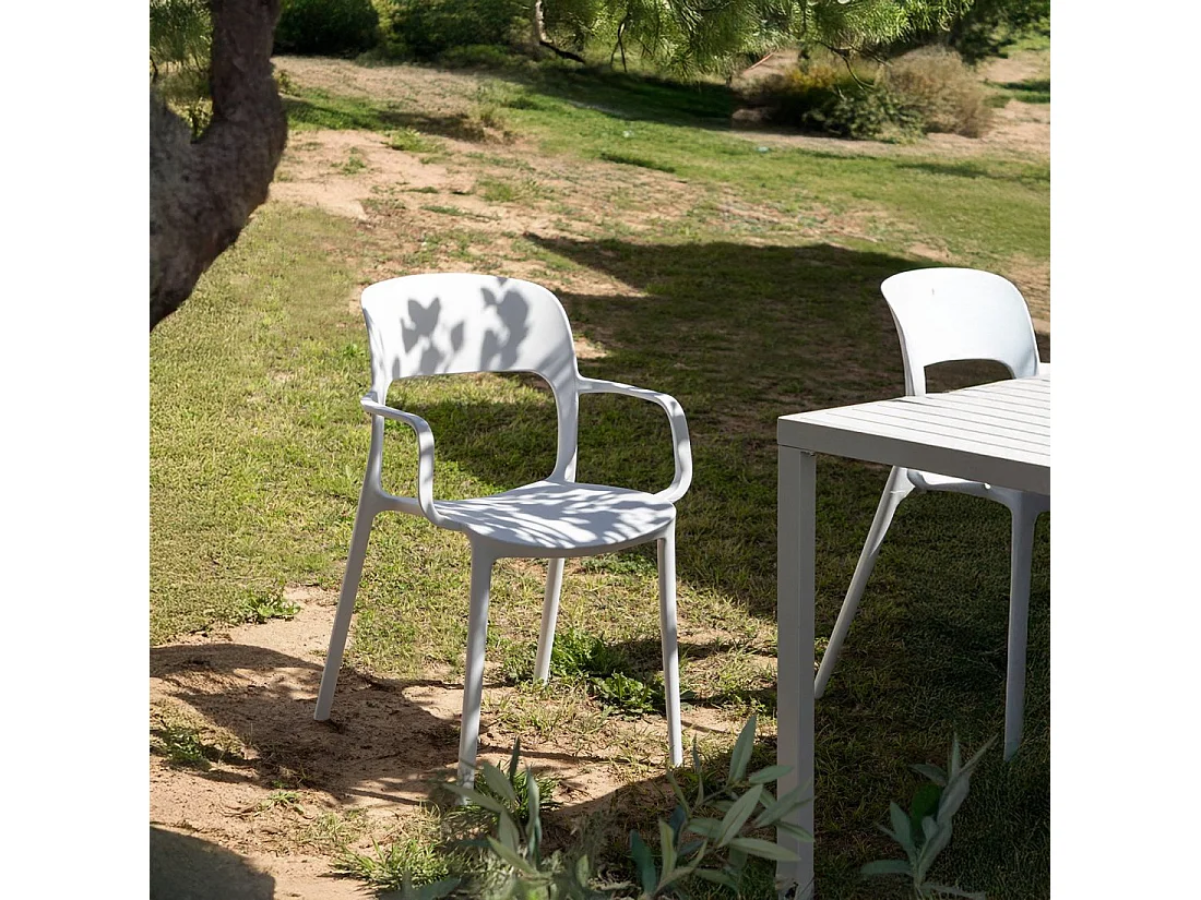 Chaise d'extérieur en plastique blanc 53x83 cm-Klint