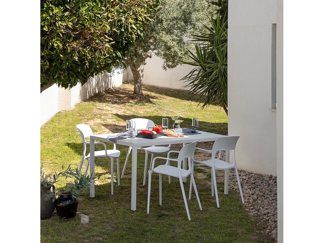 Chaise d'extérieur en plastique blanc 53x83 cm-Klint