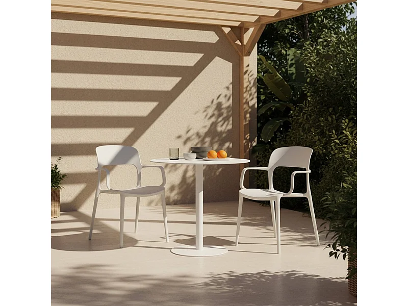 Chaise d'extérieur en plastique blanc 53x83 cm-Klint