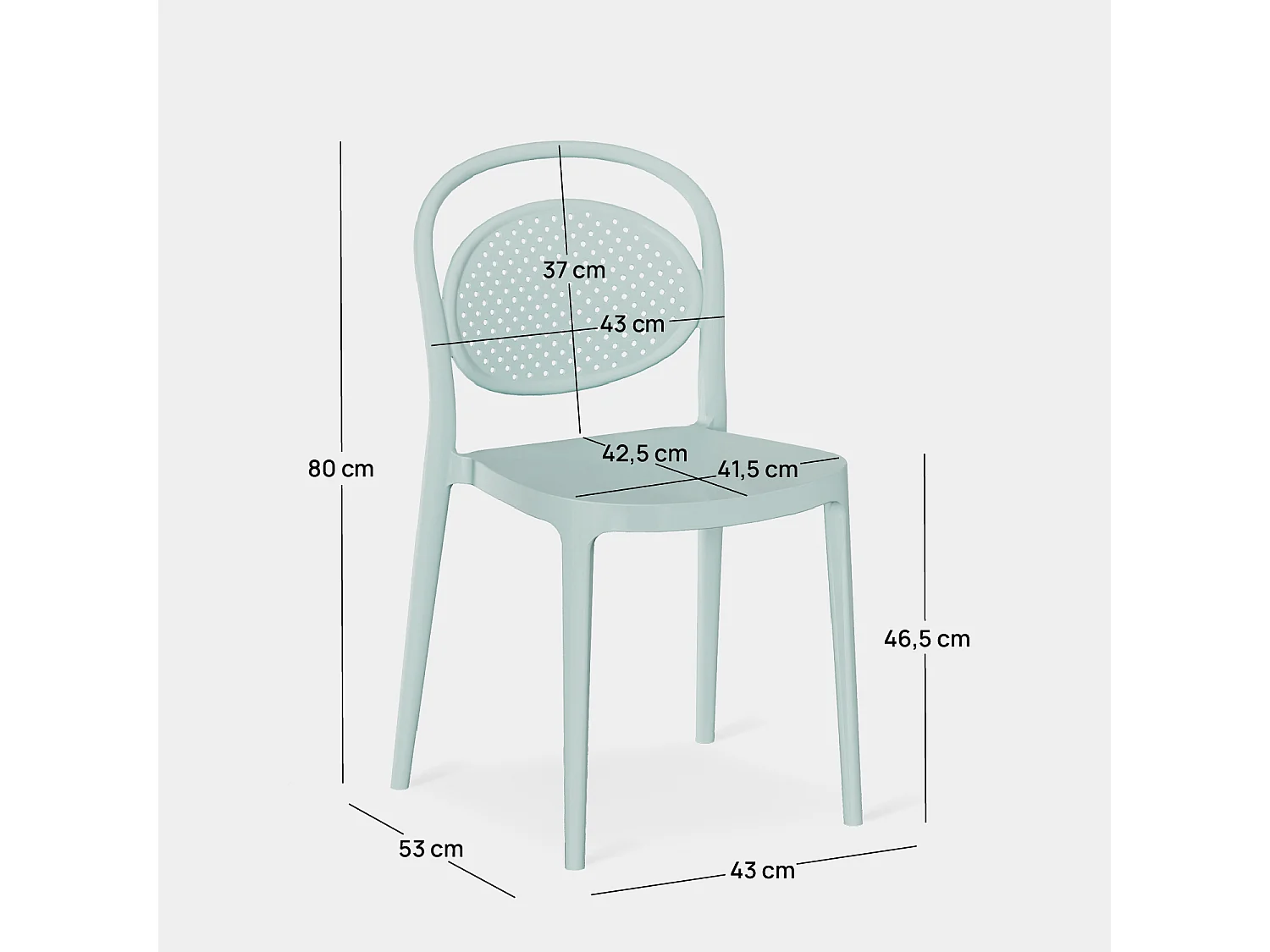 Chaise d'extérieur en plastique menthe 43x80 cm-Kira