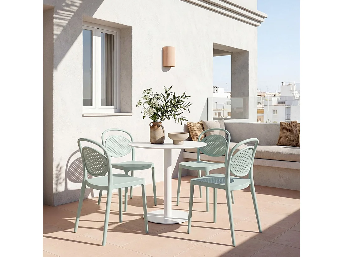 Chaise d'extérieur en plastique menthe 43x80 cm-Kira