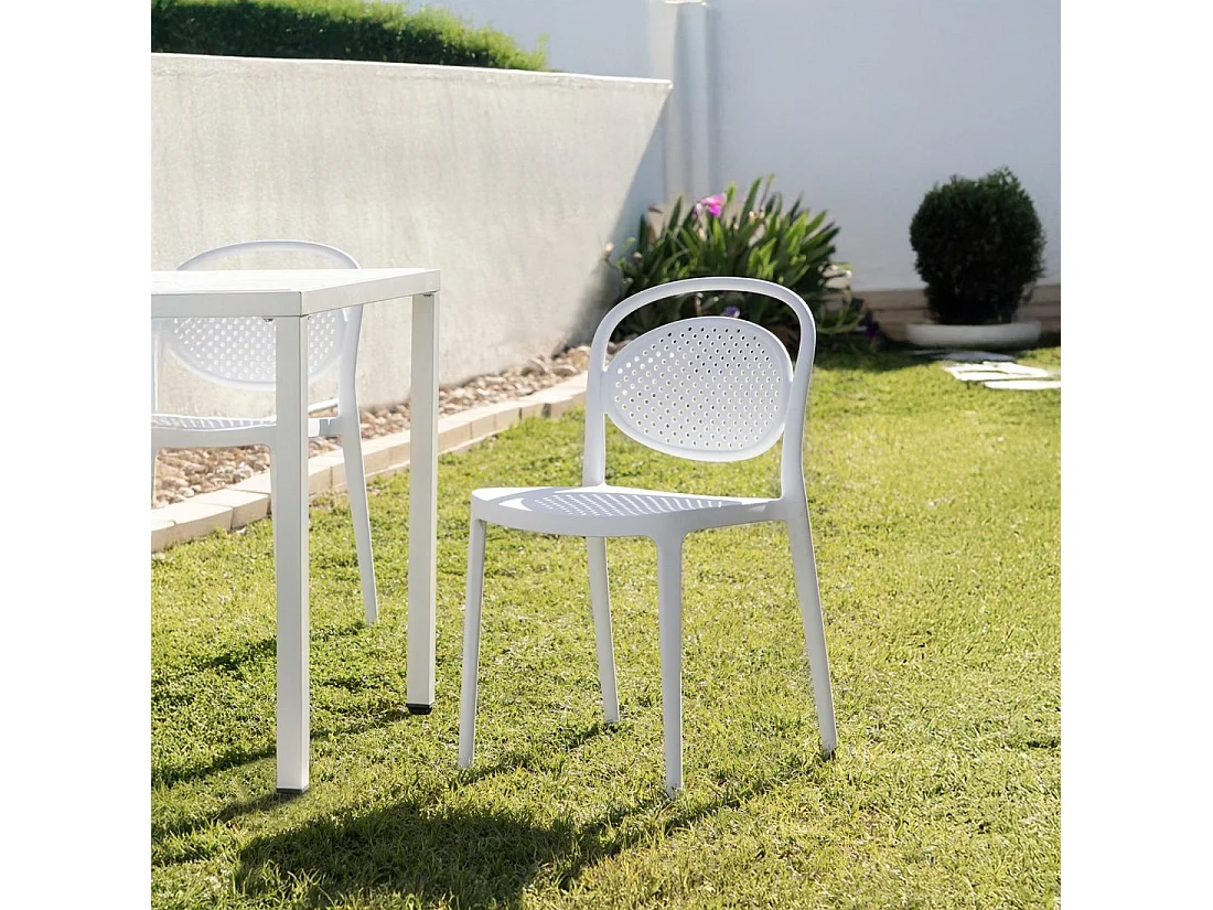 Chaise d'extérieur en plastique blanc 43x80 cm-Kira