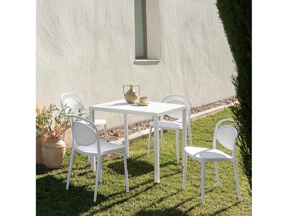 Chaise d'extérieur en plastique blanc 43x80 cm-Kira