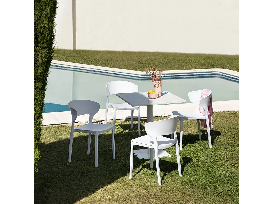 Chaise d'extérieur en plastique blanc 48x76 cm-Serin