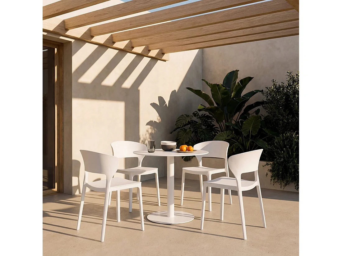 Chaise d'extérieur en plastique blanc 48x76 cm-Serin