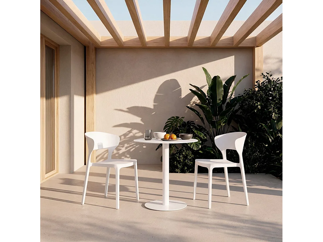 Chaise d'extérieur en plastique blanc 48x76 cm-Serin