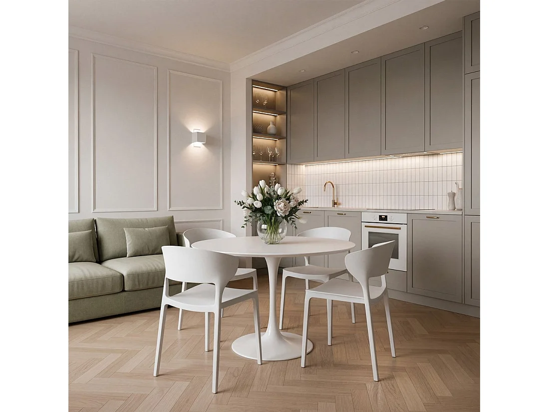 Chaise de cuisine en plastique blanc 48x76 cm-Serin