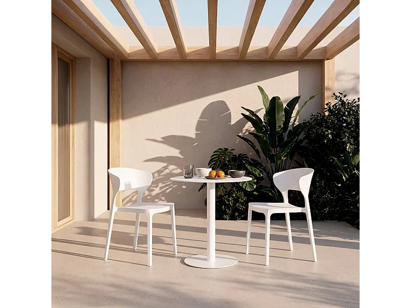 Silla de exterior de Plástico Blanco 76 x 48- Serin