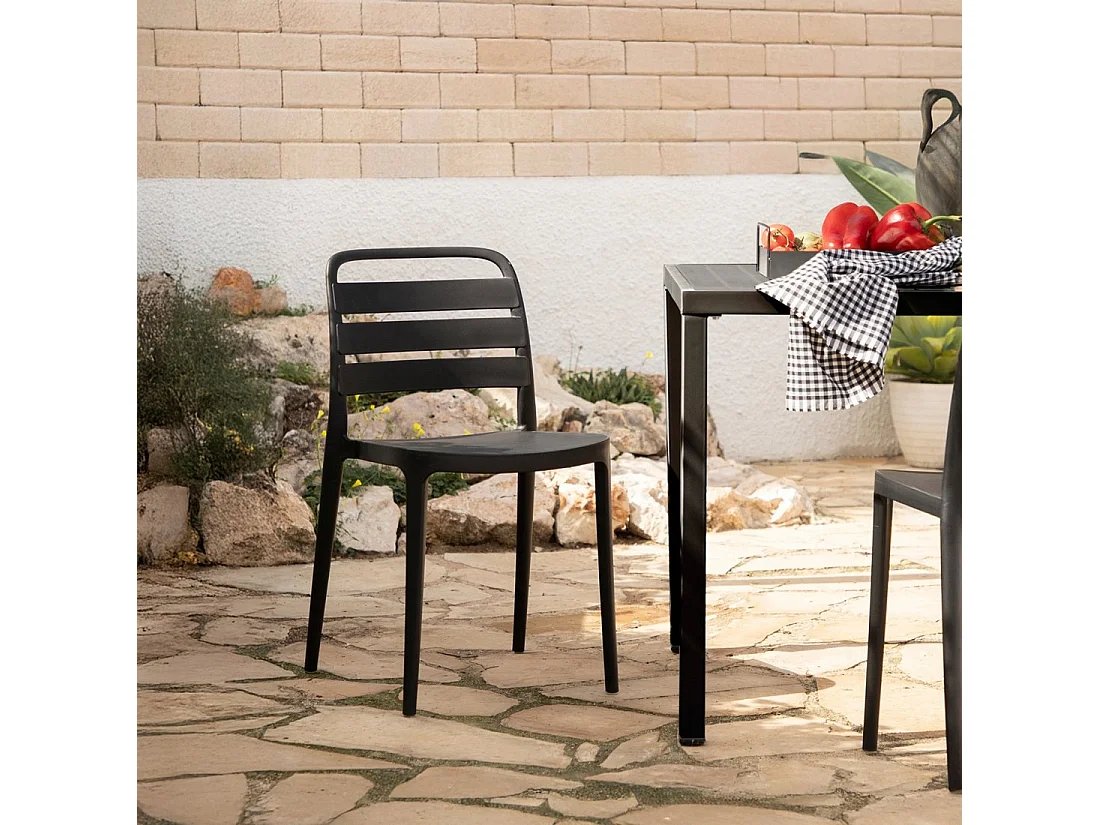 Chaise d'extérieur en plastique gris anthracite 42x80 cm-Zira