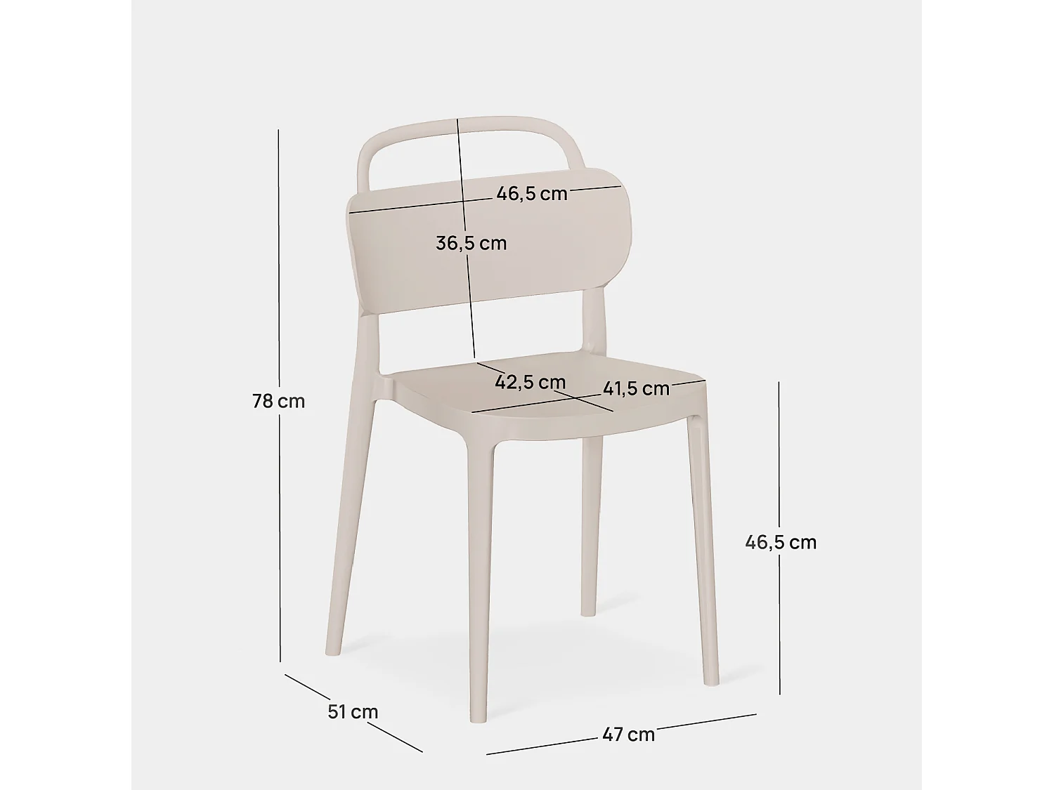 Chaise d'extérieur en plastique beige 47x78 cm-Edda