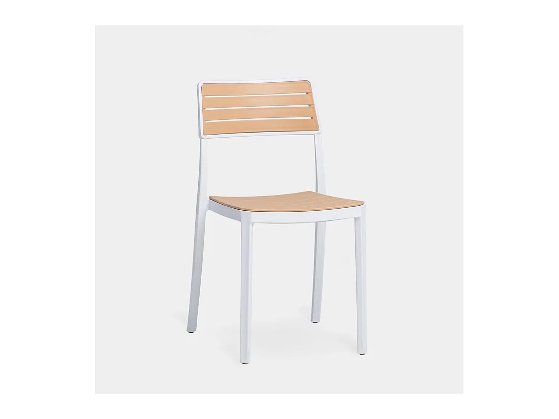 Chaise d'extérieur en plastique blanco-natural 41x81 cm-Hilda
