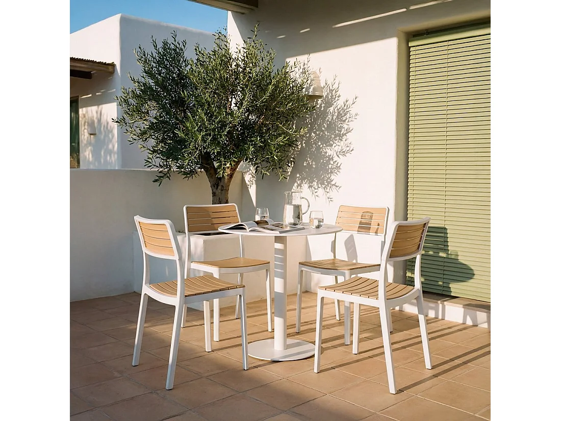 Silla de exterior de Plástico Blanco 81 x 41- Hilda