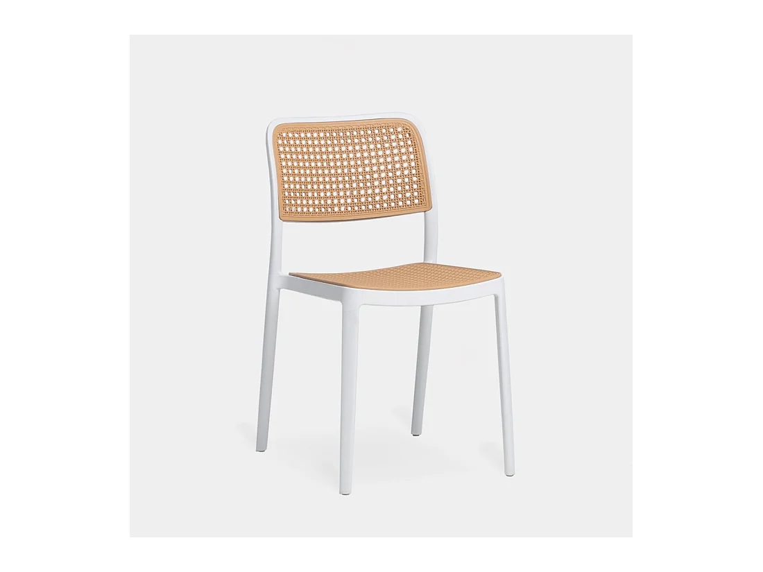 Chaise d'extérieur en plastique blanco-natural 44x81 cm-Kaira