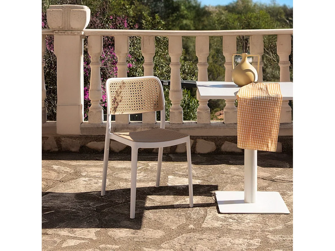 Chaise d'extérieur en plastique blanco-natural 44x81 cm-Kaira