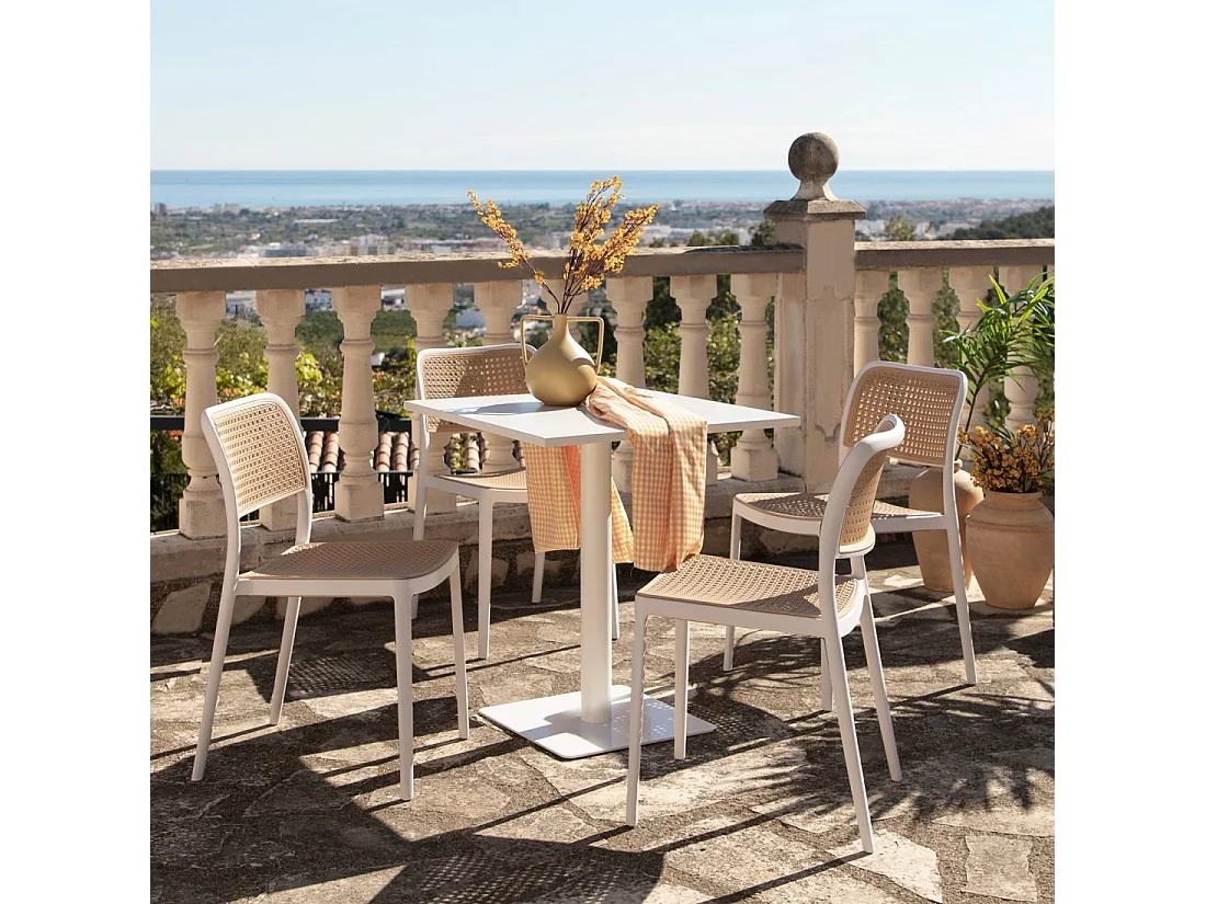 Chaise d'extérieur en plastique blanco-natural 44x81 cm-Kaira