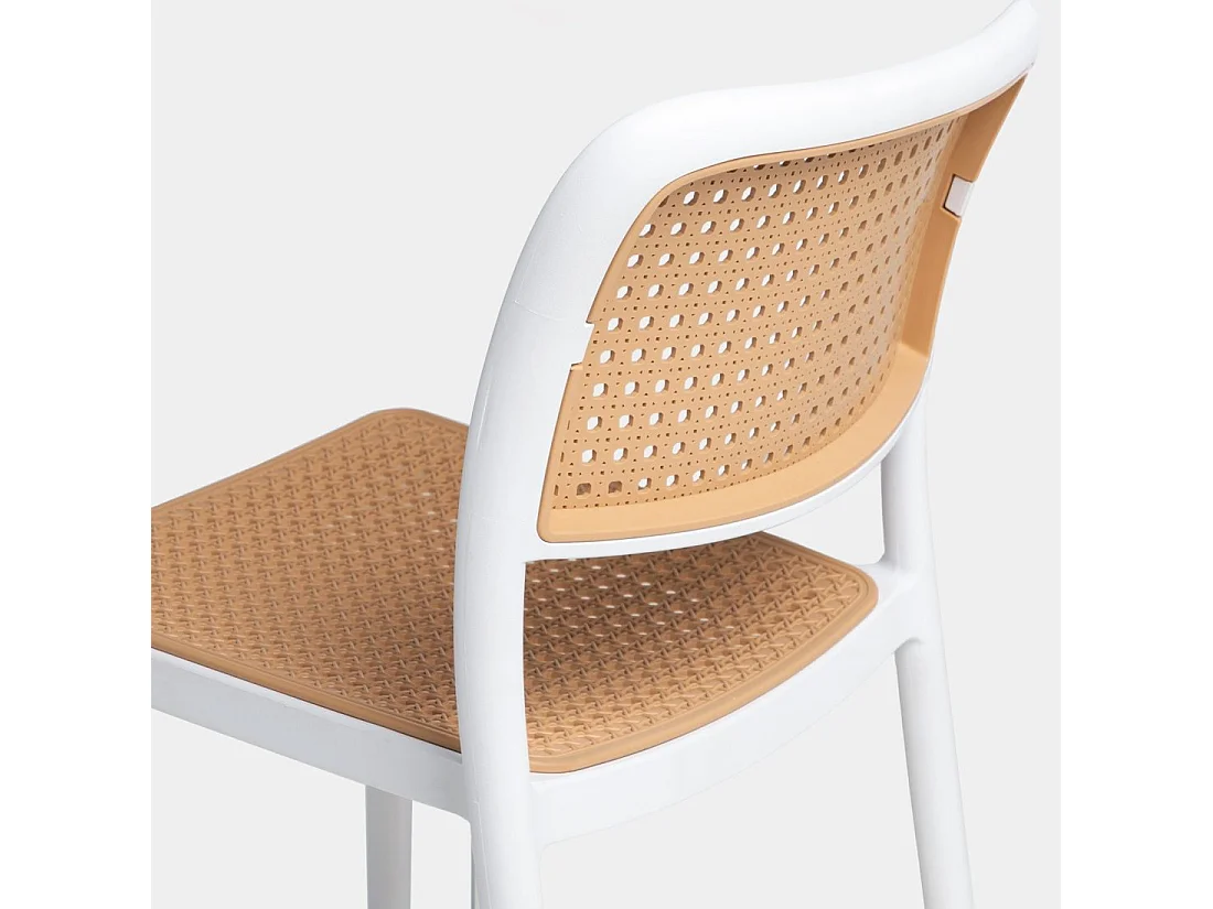 Chaise d'extérieur en plastique blanco-natural 44x81 cm-Kaira